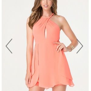 BEBE Coral Tulip Dress